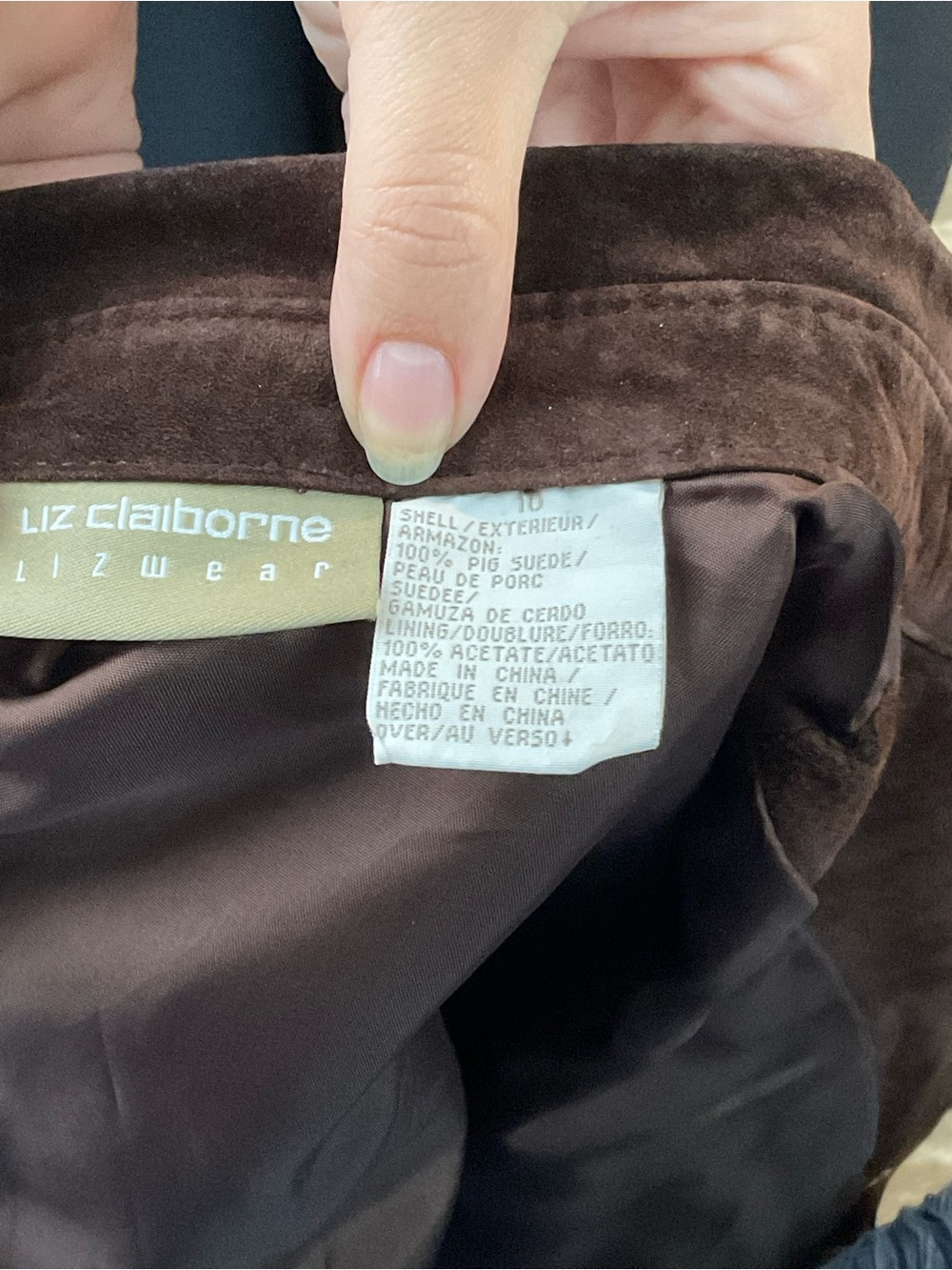 Liz Claiborne Dark Brown Suede Button Jacket. Button Front. Size 10. EUC - Picture 5 of 5